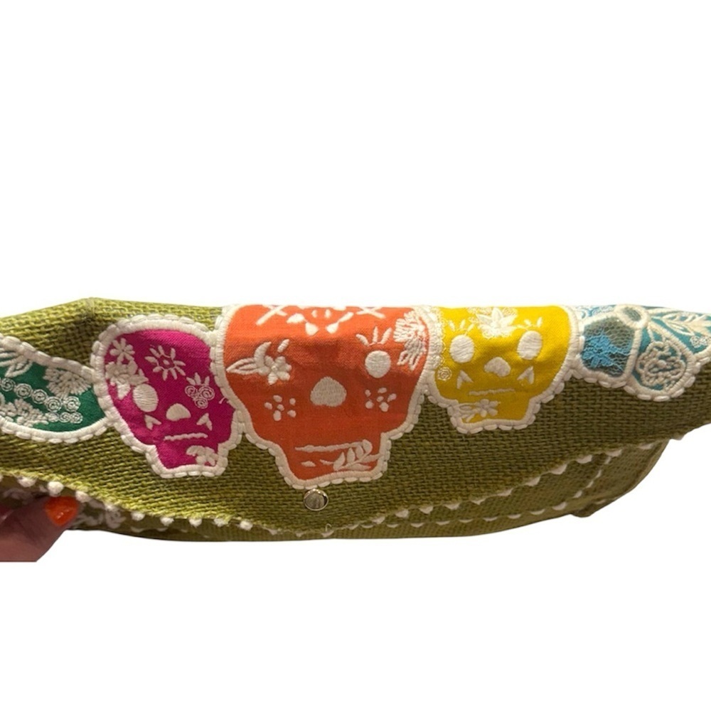 Y2K Sugar Skull Baguette Bag Boho Festival Purse Day of the Dead Vintage - Picture 4 of 8